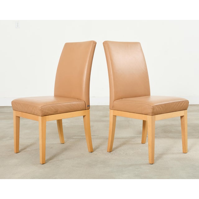 Wood Set of Six De Sede Camel Leather Parsons Dining Chairs For Sale - Image 7 of 18