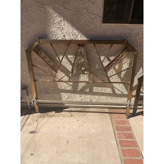 Art Deco French Art Deco Brass Headboard & Footboard With Side Rails. For Sale - Image 3 of 10