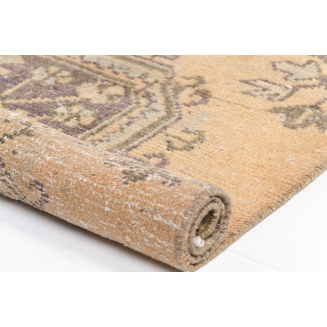 Turkish Mid 20th Century. Muted Champagne & Moss Green Turkish Runner For Sale - Image 3 of 10