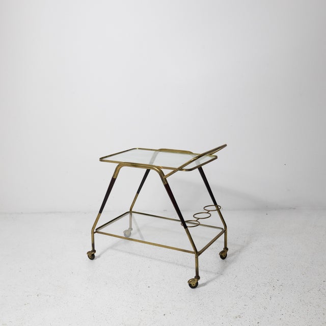 Brass and Glass Bar Trolley For Sale - Image 6 of 7