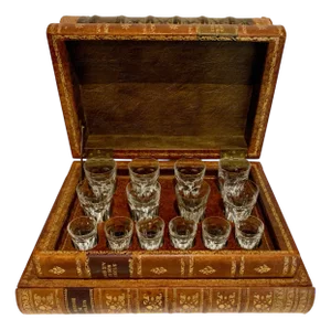 Liqueur Cellar and Games Faux Books Box, 20th Century, Set of 15