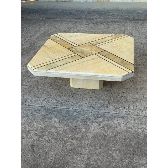 Vintage Maurice Villency Style Postmodern Marble, Onyx, & Travertine Coffee Table, C. 1970s-80s For Sale - Image 12 of 13