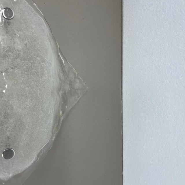 Large Vintage Hollywood Regency Ice Glass Wall Light Made from Kalmar Lights, 1970 For Sale - Image 6 of 18