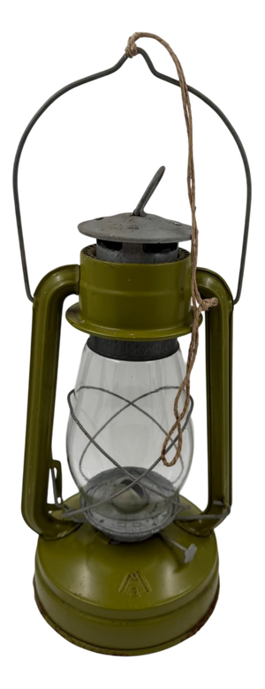 Kerosene Storm Lamp in Green Lacquered Metal and Glass