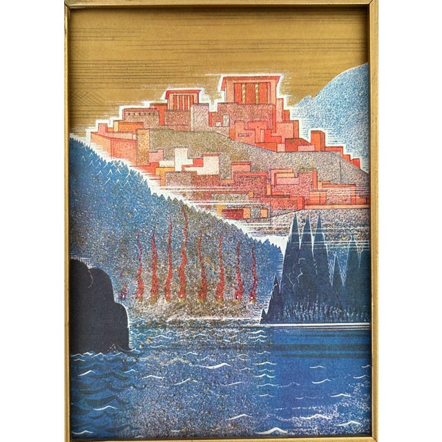 A striking vintage French Art Deco bookplate titled “Pylos” by renowned artist and illustrator François-Louis Schmied...