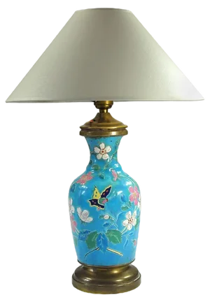 Vintage Table Lamp with Japanese Enamel, 1950s
