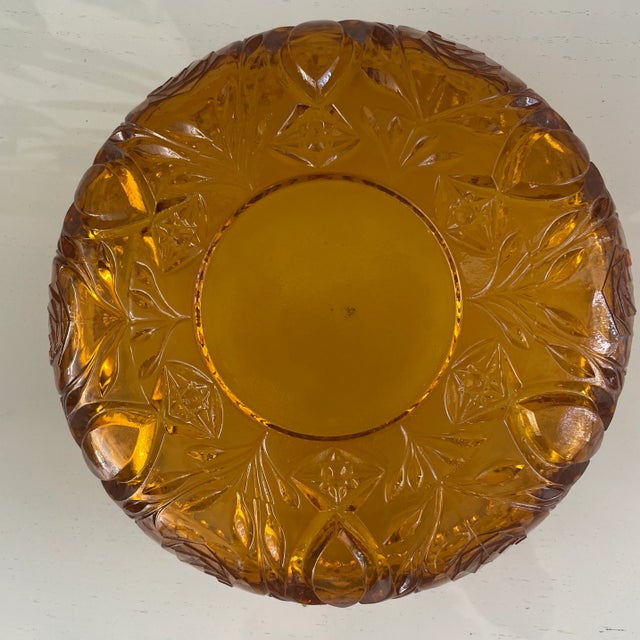 Mid-Century Modern Vintage Dark Amber Serving or Decorative Bowl For Sale - Image 3 of 11