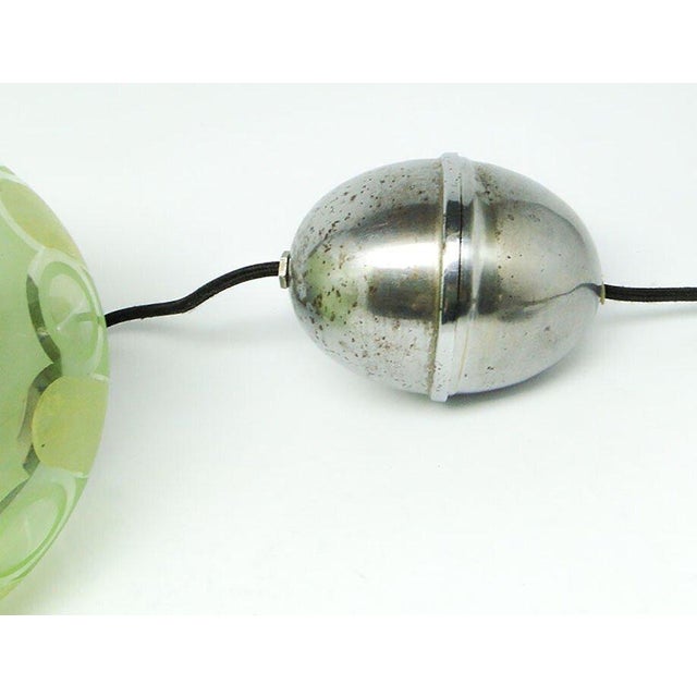 Metal Mid-Century Glass Pendant Lamp, 1950s For Sale - Image 7 of 9