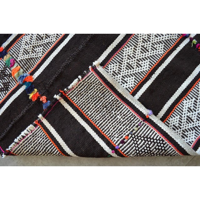 Black 1970s Anatolian Braided Hand Woven Tribal Kilim Rug For Sale - Image 8 of 9