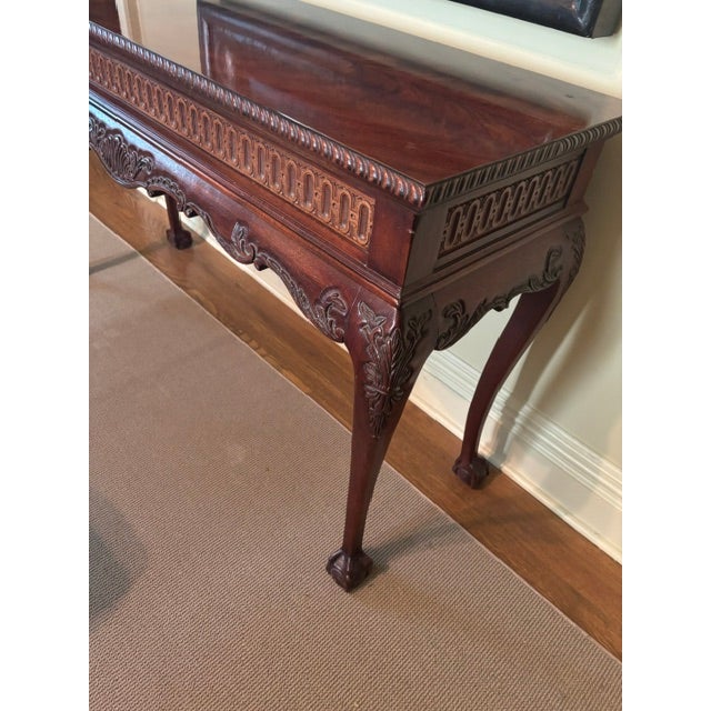 Traditional Hand Carved Mahongany Table For Sale - Image 3 of 11