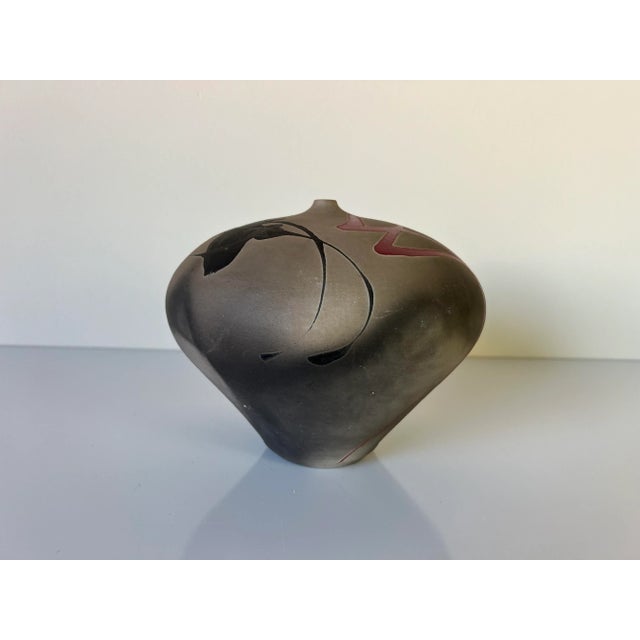 80's Kerry Gonzalez Raku Bud Pottery Vase For Sale - Image 4 of 12
