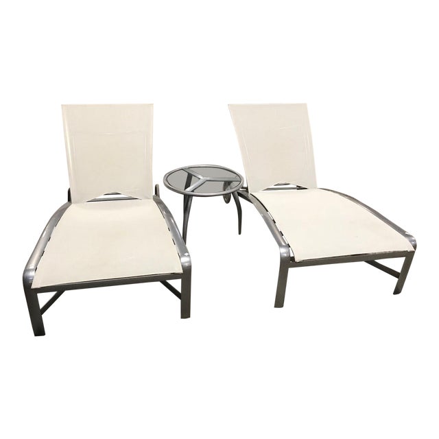 Modern Brown Jordan Patio Furniture Chaise Lounges And Side Table