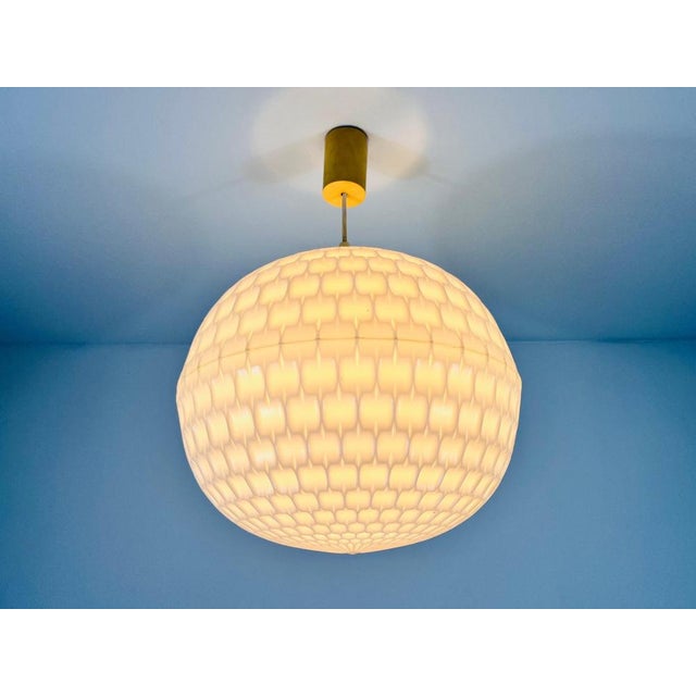 Plastic White Pendant Lamp attributed to Aloys Gangkofner for Peill and Putzler, 1970s For Sale - Image 7 of 9