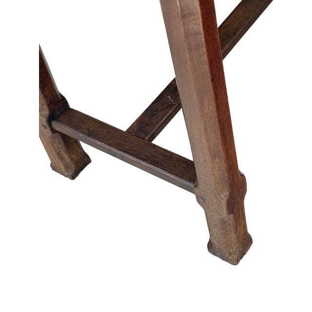 French Hall Table or Console Server of Oak With Stretcher Base For Sale In Austin - Image 6 of 11