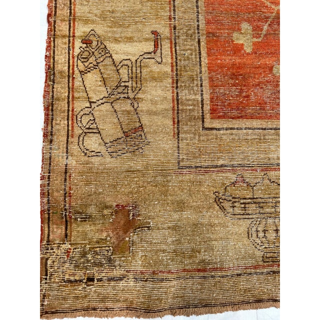 19th Century Mid-19th Century Animal Print Tribal Khotan Rug For Sale - Image 4 of 5