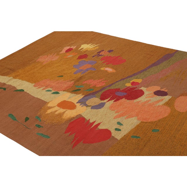 1970s Vintage Henry Easterwood Runner, Brown With Abstract Florals - Rug & Kilim For Sale - Image 5 of 7