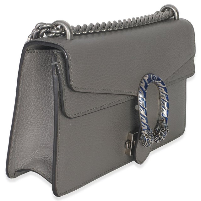 Contemporary Dusty Grey Pebbled Calfskin Small Dionysus Shoulder Bag For Sale - Image 3 of 9
