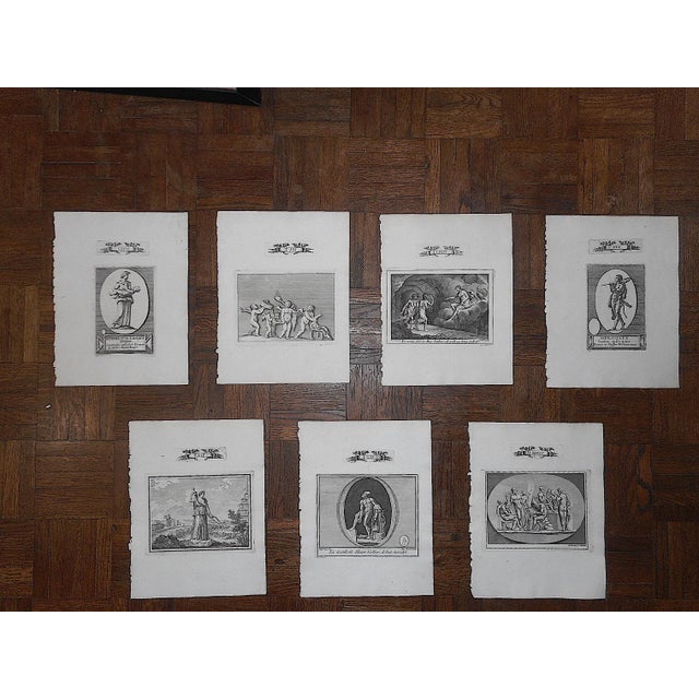 Printmaking Materials Authentic Antique 18th Century Italian Neoclassical Roman Mythology. Copperplate Engravings - Set of 7 For Sale - Image 7 of 7