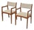 1970s D-Scan Danish Modern Style Teak Arm Chairs Oatmeal Upholstery, a Pair For Sale