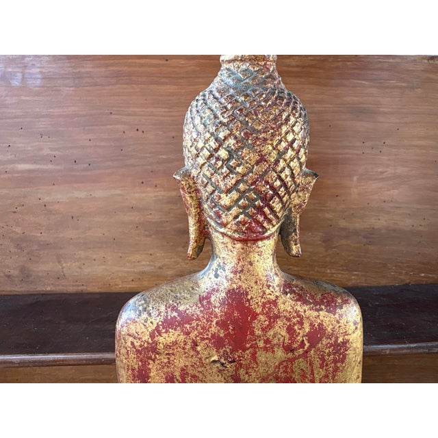 Burmese Artist, Mandalay Standing Buddha, Late 19th-Early 20th Century, Carved, Lacquered and Gilded Wood For Sale - Image 9 of 12
