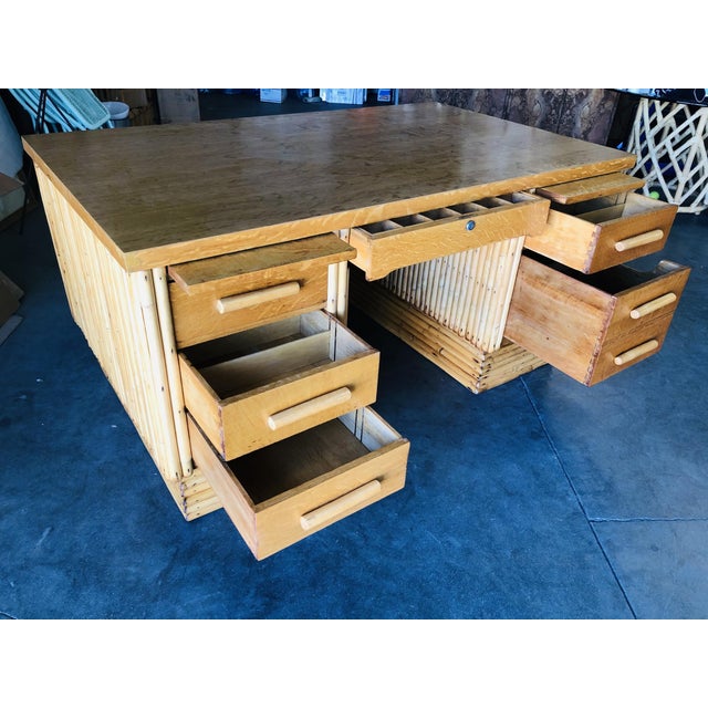 1940s Boho Chic Rattan Executive Desk Chairish