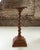 Solid oak pedestal with a finely turned barley twist (Solomonic) column on a stepped square plinth base. The top has a...