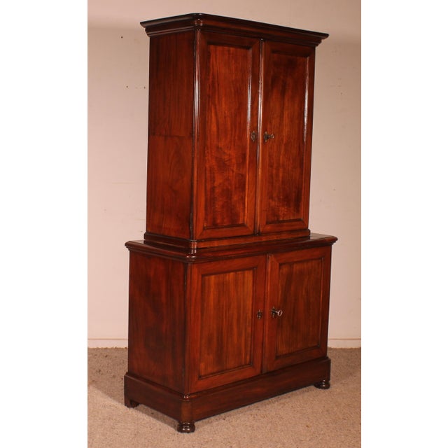Wood Small Early 19th Century Two-Part Mahogany Buffet For Sale - Image 7 of 9