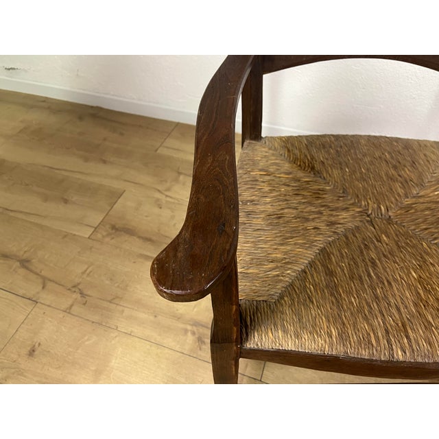 1940s Rustic Fireplace Armchairs in Wood and Straw, 1940s, Set of 2 For Sale - Image 5 of 9