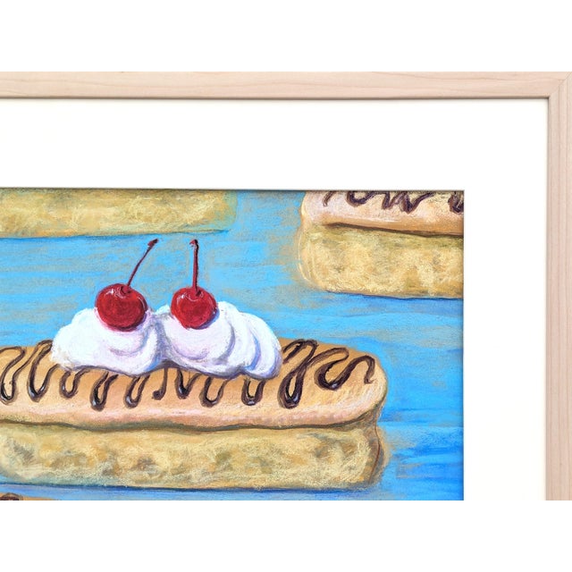 2000 - 2009 J. Watt Contemporary Colorful Realistic Pastel Still Life Drawing of Cherry Eclairs, 2004 For Sale - Image 5 of 10