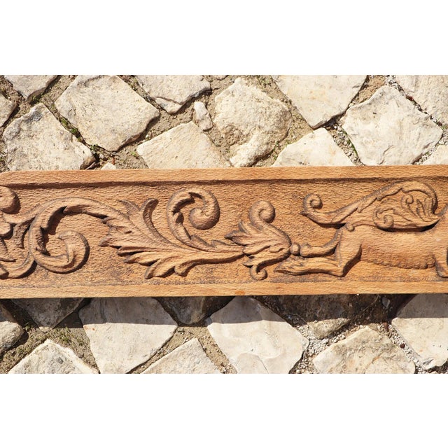 Renaissance 19th Century Large French Renaissance Carved Wooden Overdoor Depicting a Warrior and Mythological Creatures For Sale - Image 3 of 12