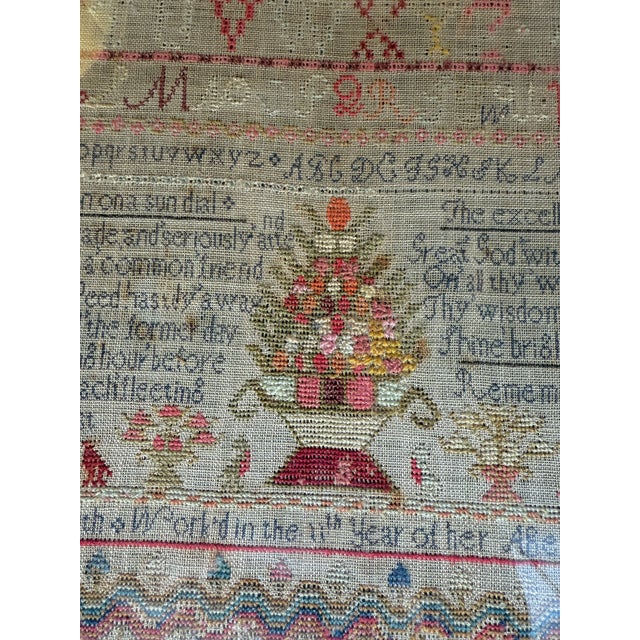Victorian Antique Signed and Dated 19th Century Needlework Sampler For Sale - Image 3 of 14