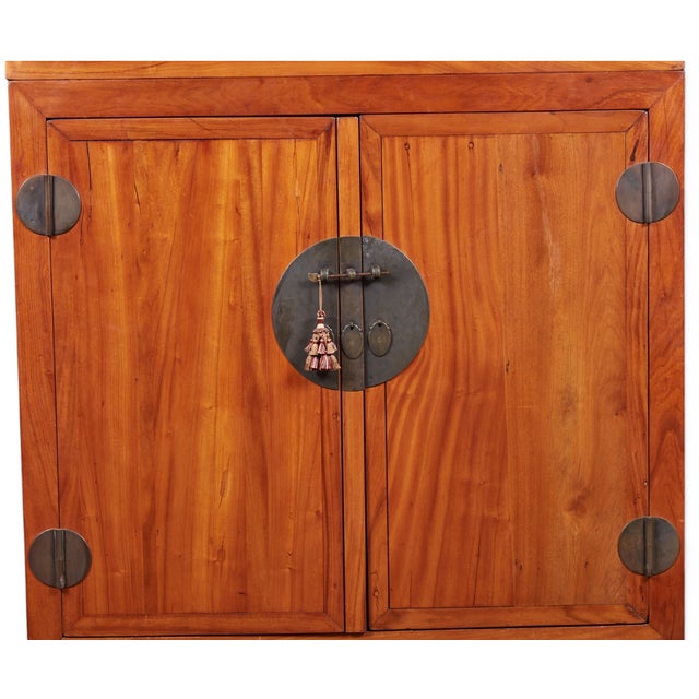 Brass Large Qing Dynasty Oak Wood Compound Cabinet With Brass Medallions For Sale - Image 8 of 8