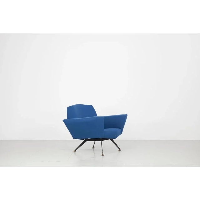 Set of Italian Lounge Chairs in Blue and Violet by Lenzi for Studio Tecnico, 1950s For Sale - Image 3 of 18