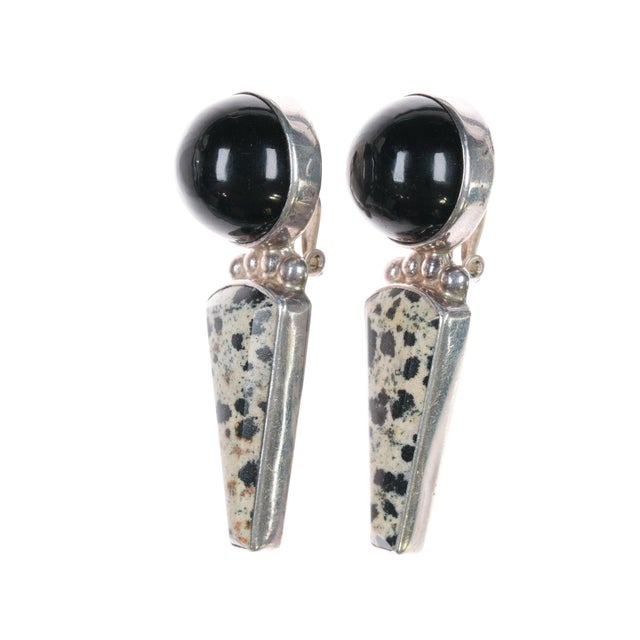 Contemporary Darla Nordstrom large Sterling Jasper, and agate clip-on earrings, 2 pieces For Sale - Image 3 of 8