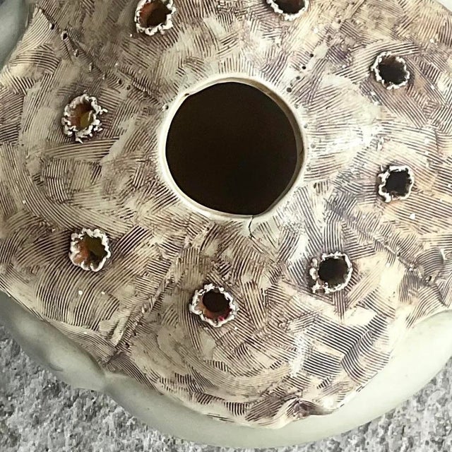Vintage Boho Signed Studio Pottery Vase For Sale - Image 9 of 13