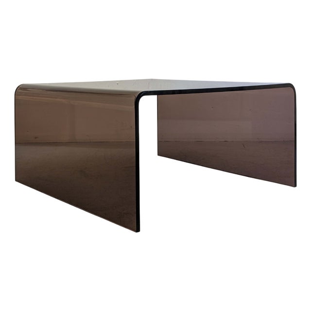 Square Smoked Glass Coffee Table, 1970s For Sale