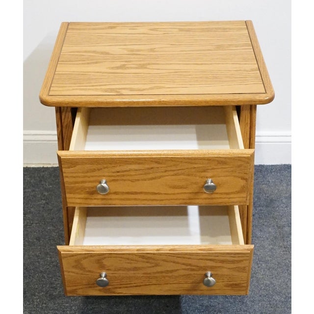 Late 20th Century Ragazzi Furniture Solid Oak Early American Country 23" Two Drawer Nightstand - Made in Quebec For Sale - Image 5 of 13