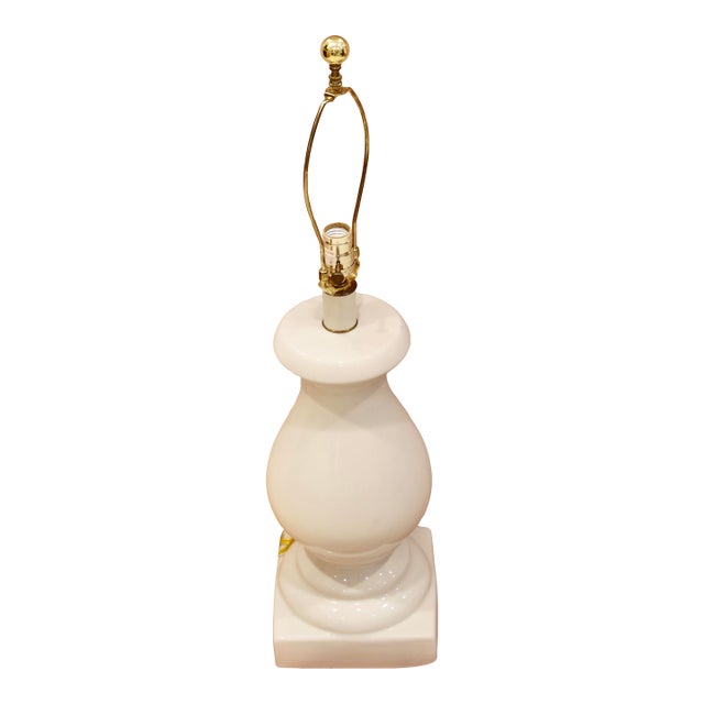 Bone White Porcelain Balustrade Table Lamp For Sale