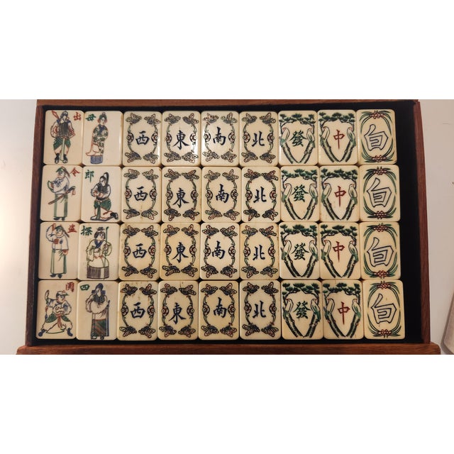 Museum-Quality Antique Mahjong Set From the 1920s in Bone and Bamboo For Sale - Image 12 of 18
