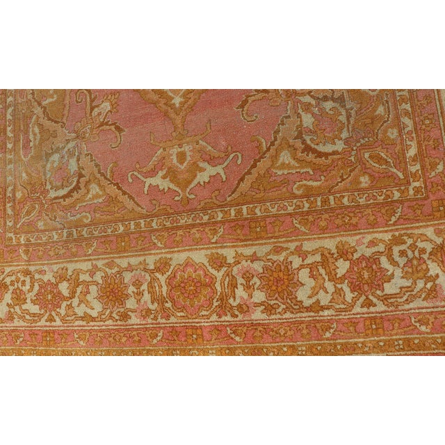 Antique Indian Amritsar Rug in Acidic Yellow, Pink and Ivory With Medallion For Sale - Image 12 of 14