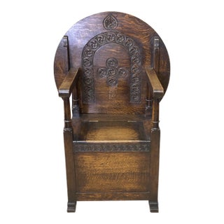 Antique Monks Chair with Storage For Sale