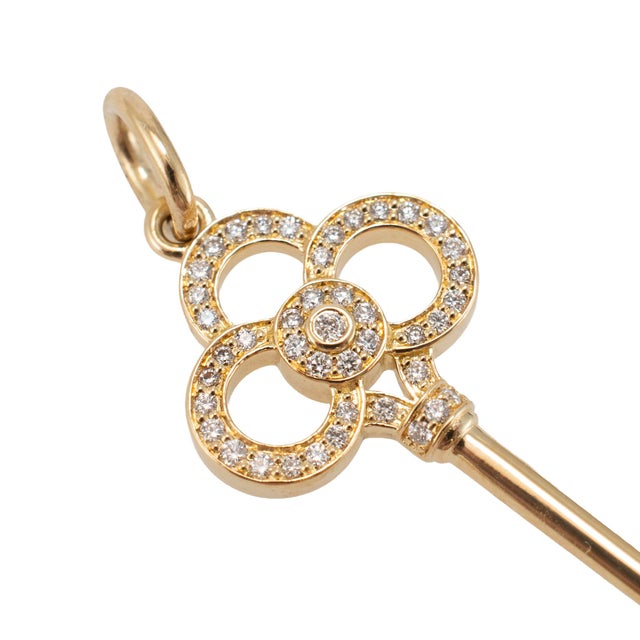 Early 21st Century Tiffany & Co. Tiffany Keys 18k Yellow Gold Pave Diamond Key Pendant For Sale - Image 5 of 8
