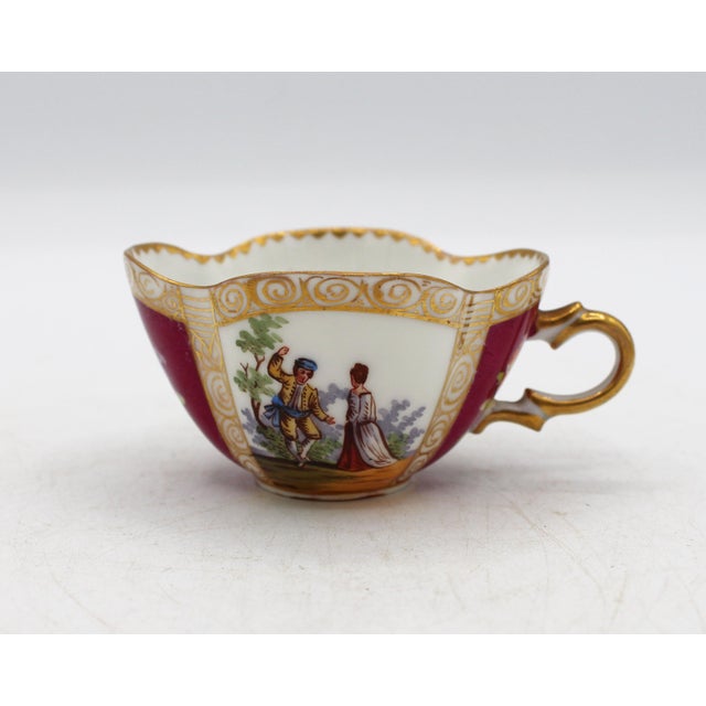 Ceramic Circa 1888-1916 Richard Klemm, Dresden Quatrefoil Demitasse Cups & Saucers For Sale - Image 7 of 11