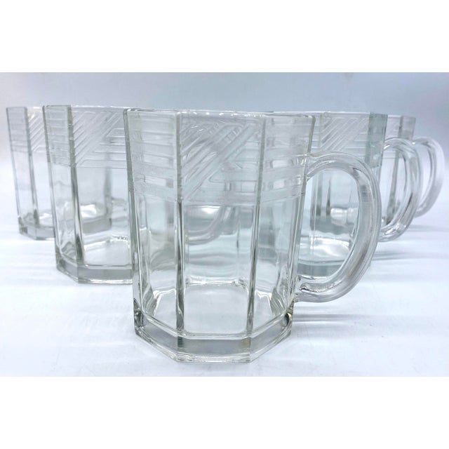 Arcoroc Usa Octime Clear Etched Glass Mugs - Set of 6 For Sale - Image 11 of 12