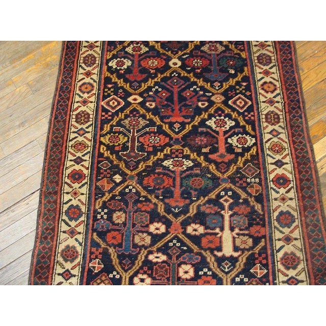 Navy Blue 1880s Blue Navy Medallion Antique n.w. Persian Runner Rug 3'3" X 10'3" Handknotted Wool Carpet For Sale - Image 8 of 8