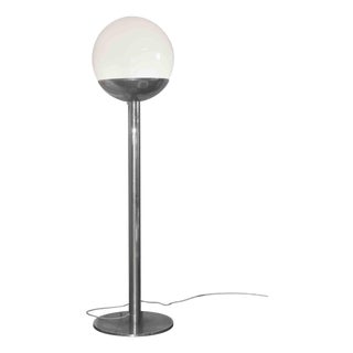 Vintage Sphere Floor Lamp in Steel and Glass, Italy, 1970s For Sale