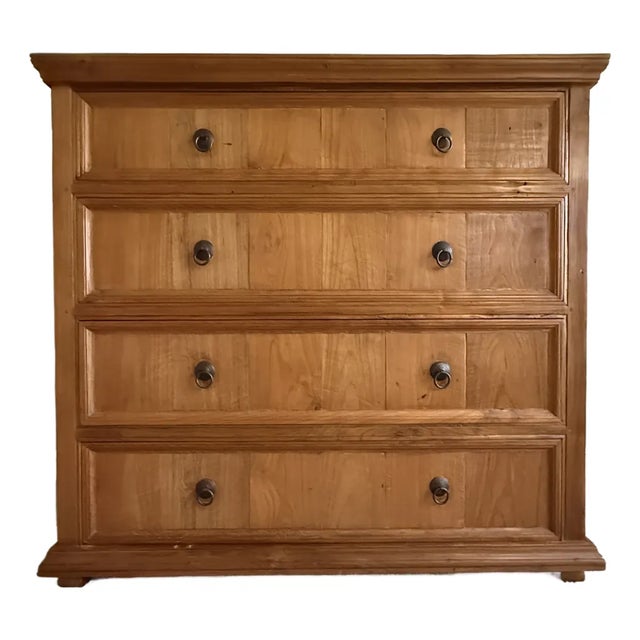 1990s Solid Teak Four-Drawer Dresser / Chest For Sale
