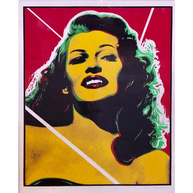 Pop Art Mario Torero - Pop Art Portrait of Rita Hayworth-1983 Original Lithograph For Sale - Image 3 of 9