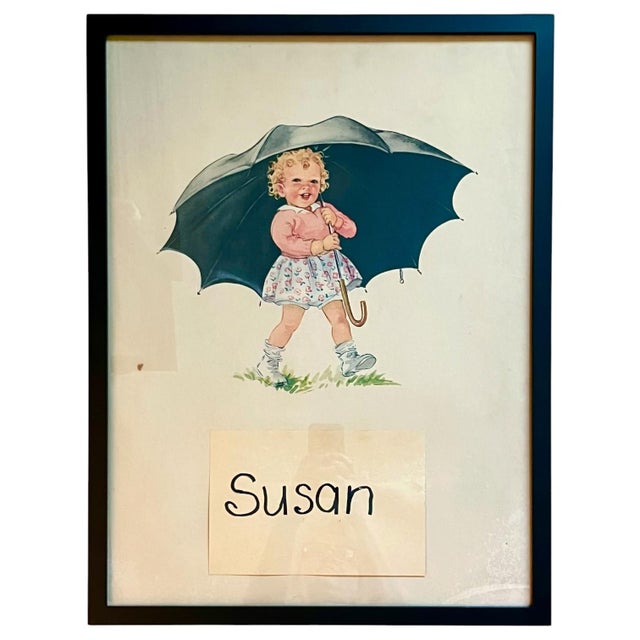 American Vintage Framed Children’s Storybook Prints – Pair of Whimsical Nursery Illustrations For Sale - Image 3 of 14