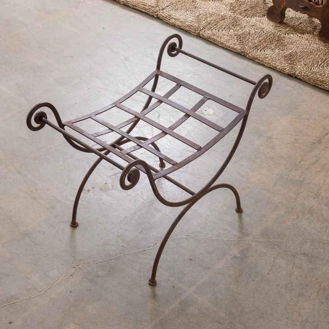 1920s French Iron Curule Stool For Sale - Image 9 of 11